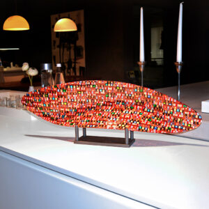 Onda Red Sunshine 77x20cm wave-shaped Murano Glass Tabletop